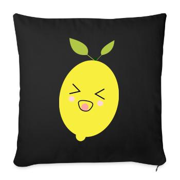 Kawaii Citron Kawaii Fruits Kawaii Kids Design - Housse de coussin décorative 45 x 45 cm - noir - Devant