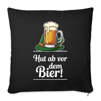 Chapeau bas à la bière ! - Housse de coussin décorative 45 x 45 cm - noir - Devant