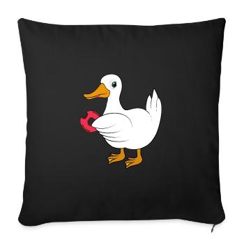 Canard avec beignet - Housse de coussin décorative 45 x 45 cm - noir - Devant