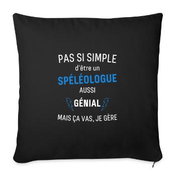 Spéléologue Génial - Housse de coussin décorative 45 x 45 cm - noir - Devant