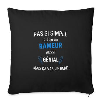 T-shirt Rameur Génial - Housse de coussin décorative 45 x 45 cm - noir - Devant