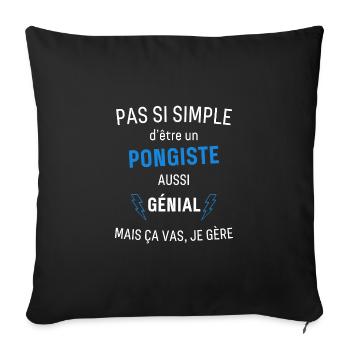 T-shirt Pongiste Génial - Housse de coussin décorative 45 x 45 cm - noir - Devant