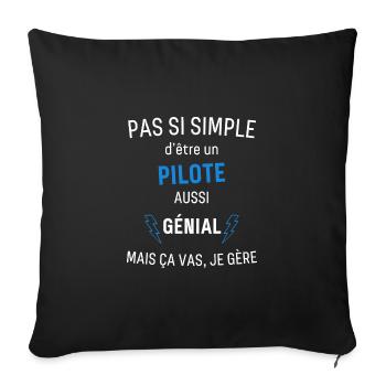 Tolles Piloten-T-Shirt - Sofakissenbezug 45 x 45 cm - Schwarz - Vorne