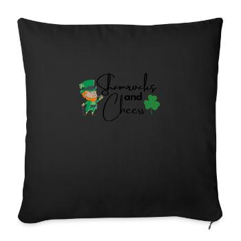 Shamrocks and Cheers - Sofa pillowcase 17,3'' x 17,3'' (45 x 45 cm) - black - Front