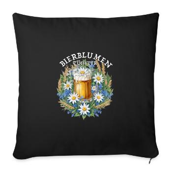 Barman aux fleurs de bière à la camomille et aux céréales - Housse de coussin décorative 45 x 45 cm - noir - Devant