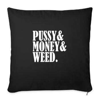 Chatte et argent et mauvaise herbe - Housse de coussin décorative 45 x 45 cm - noir - Devant