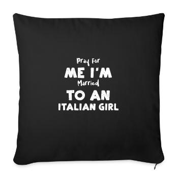 Priez pour moi, je suis marié à un... - Housse de coussin décorative 45 x 45 cm - noir - Devant