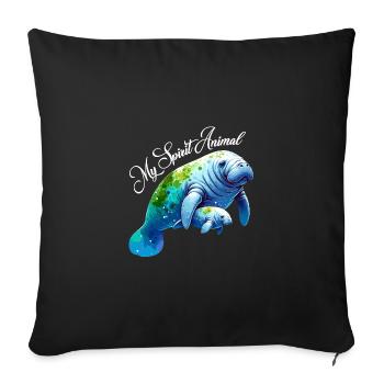 Manatee with Calf My Spirit Animal - Sofa pillowcase 17,3'' x 17,3'' (45 x 45 cm) - black - Front