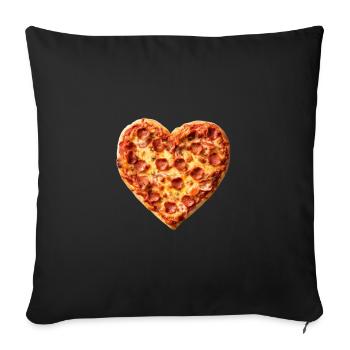 Heart Pepperoni Pizza Pattern - Sofa pillowcase 17,3'' x 17,3'' (45 x 45 cm) - black - Front