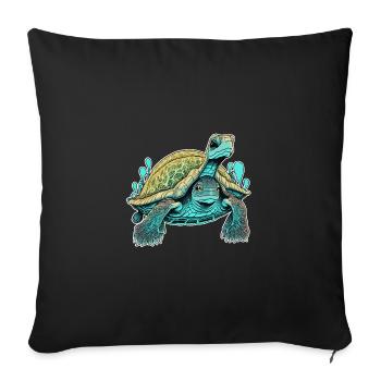 Tortue psychédélique à double face - Housse de coussin décorative 45 x 45 cm - noir - Devant