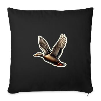 Ente im Flug – Detailzeichnung - Sofakissenbezug 45 x 45 cm - Schwarz - Vorne