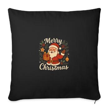 Merry Christmas Santa Gift Illustration - Sofa pillowcase 17,3'' x 17,3'' (45 x 45 cm) - black - Front