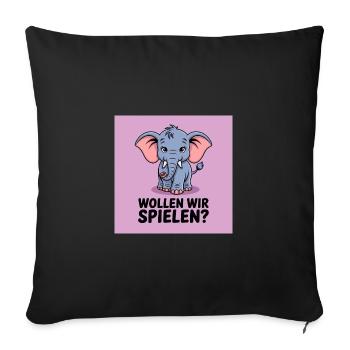 Spielender Elefant auf Lila - Sofakissenbezug 45 x 45 cm - Schwarz - Vorne