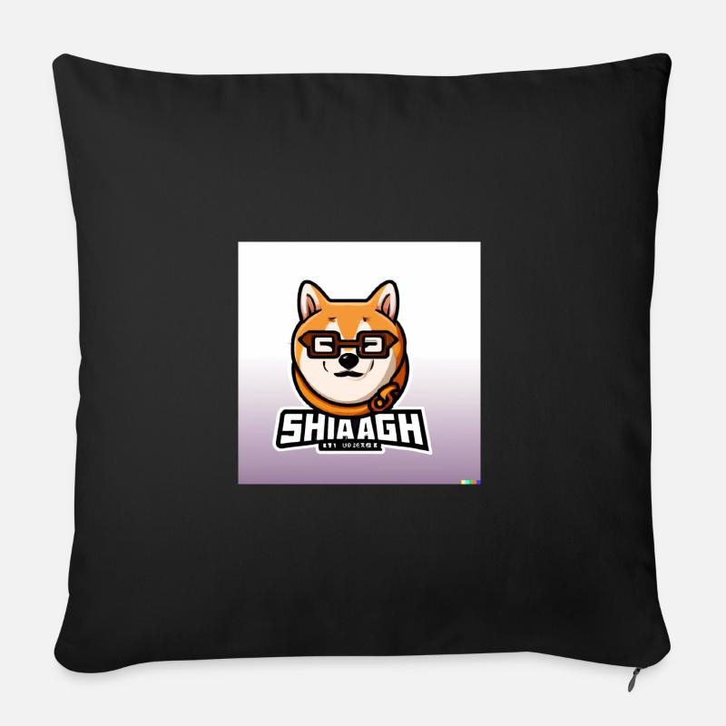 Shiba Inu with glasses - Sofakissenbezug 45 x 45 cm - Schwarz