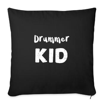 Drummer Kid - Batterie - Housse de coussin décorative 45 x 45 cm - noir - Devant