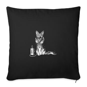 Renard de l’écoute de musique - Housse de coussin décorative 45 x 45 cm - noir - Devant