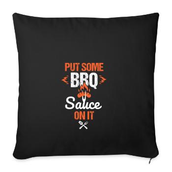 Les hommes d'épices de viande de sauce BBQ veulent griller! - Housse de coussin décorative 45 x 45 cm - noir - Devant