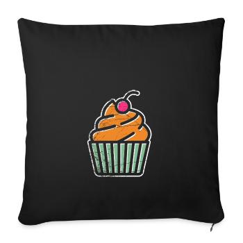 Nourriture de petit gâteau délicieux cadeau de bonbons logo - Housse de coussin décorative 45 x 45 cm - noir - Devant