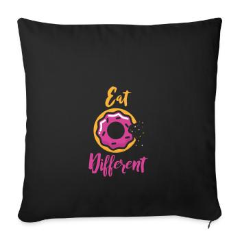 Donut Donuts Logo Spruch mit pink Glasur - Sofakissenbezug 45 x 45 cm - Schwarz - Vorne