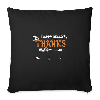 Happy Hello Thanks Mas - Halloween - Sofa pillowcase 17,3'' x 17,3'' (45 x 45 cm) - black - Front