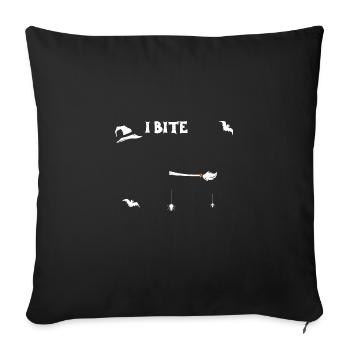 Je mords - Halloween - Housse de coussin décorative 45 x 45 cm - noir - Devant