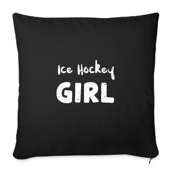 Hockey sur glace Fille - Hockey sur glace - Housse de coussin décorative 45 x 45 cm - noir - Devant
