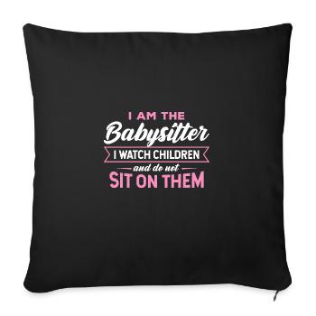 Assistante maternelle Nounou Aupair Baby-sitter - Housse de coussin décorative 45 x 45 cm - noir - Devant