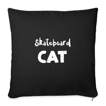 Skateboard Cat - Chats - Housse de coussin décorative 45 x 45 cm - noir - Devant