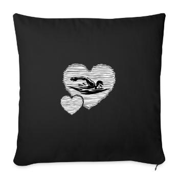 Swimmer swims "I love swimming" - Sofa pillowcase 17,3'' x 17,3'' (45 x 45 cm) - black - Front