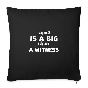 Le bonheur est un gros poisson et un wi... - Housse de coussin décorative 45 x 45 cm - noir - Devant
