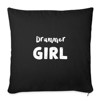 Drummer Girl - Musique - Housse de coussin décorative 45 x 45 cm - noir - Devant