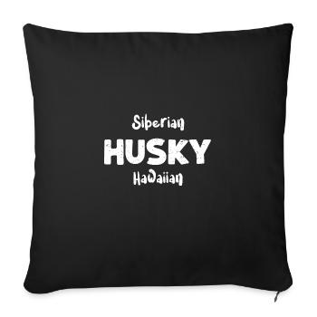 Husky sibérien hawaïen - Chiens - Housse de coussin décorative 45 x 45 cm - noir - Devant