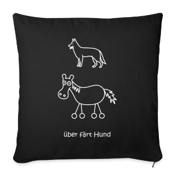über färt hund, lustiges Pferd mit Rädern und Hund - Sofakissenbezug 45 x 45 cm - Schwarz - Vorne