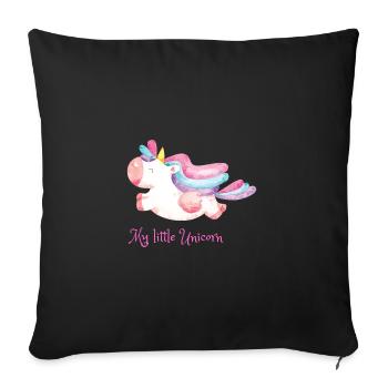 Mon petit arc-en-ciel licorne - Housse de coussin décorative 45 x 45 cm - noir - Devant