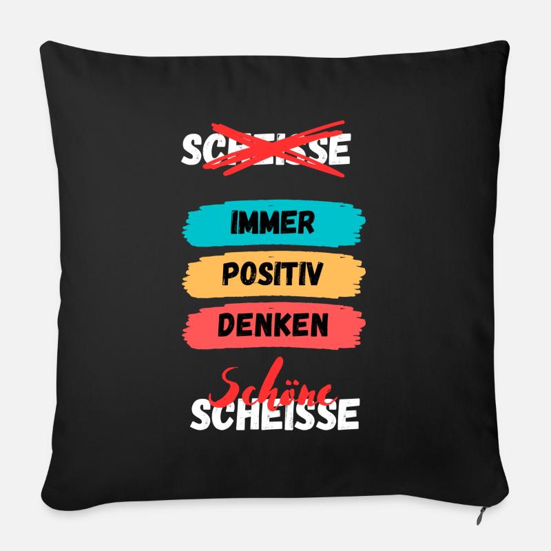 Immer Positiv Denken Farbband - Sofakissenbezug 45 x 45 cm - Schwarz
