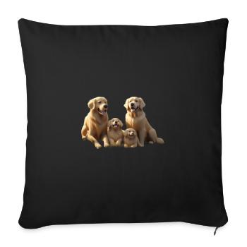 Golden Family Pups Portrait - Sofa pillowcase 17,3'' x 17,3'' (45 x 45 cm) - black - Front