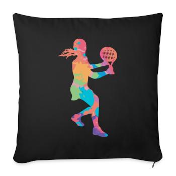 Padel Filles Padel Joueur Padel Tennis Femmes - Housse de coussin décorative 45 x 45 cm - noir - Devant