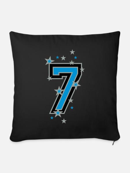 Mit Sterne verzierte Nummer Sieben - Sofakissenbezug 45 x 45 cm - Schwarz
