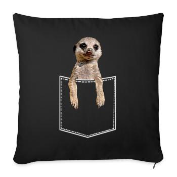 Erdmännchen In Brusttasche Hemdtasche - Sofakissenbezug 45 x 45 cm - Schwarz - Vorne