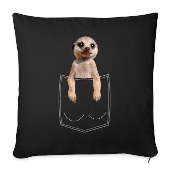 Erdmännchen Meerkat Brusttasche Pocket Bestseller - Housse de coussin décorative 45 x 45 cm - noir - Devant