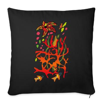 Koralle - Sofakissenbezug 45 x 45 cm - Schwarz - Vorne