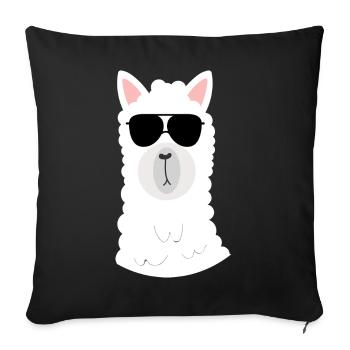 cool llama with sunglasses - llama - Sofa pillowcase 17,3'' x 17,3'' (45 x 45 cm) - black - Front