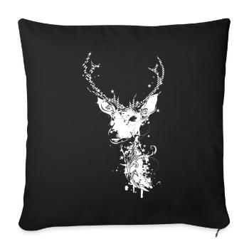 A white deer head - Sofa pillowcase 17,3'' x 17,3'' (45 x 45 cm) - black - Front