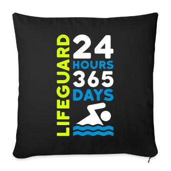 24 hours 365 days lifeguard (swimmers, waves) - Sofa pillowcase 17,3'' x 17,3'' (45 x 45 cm) - black - Front
