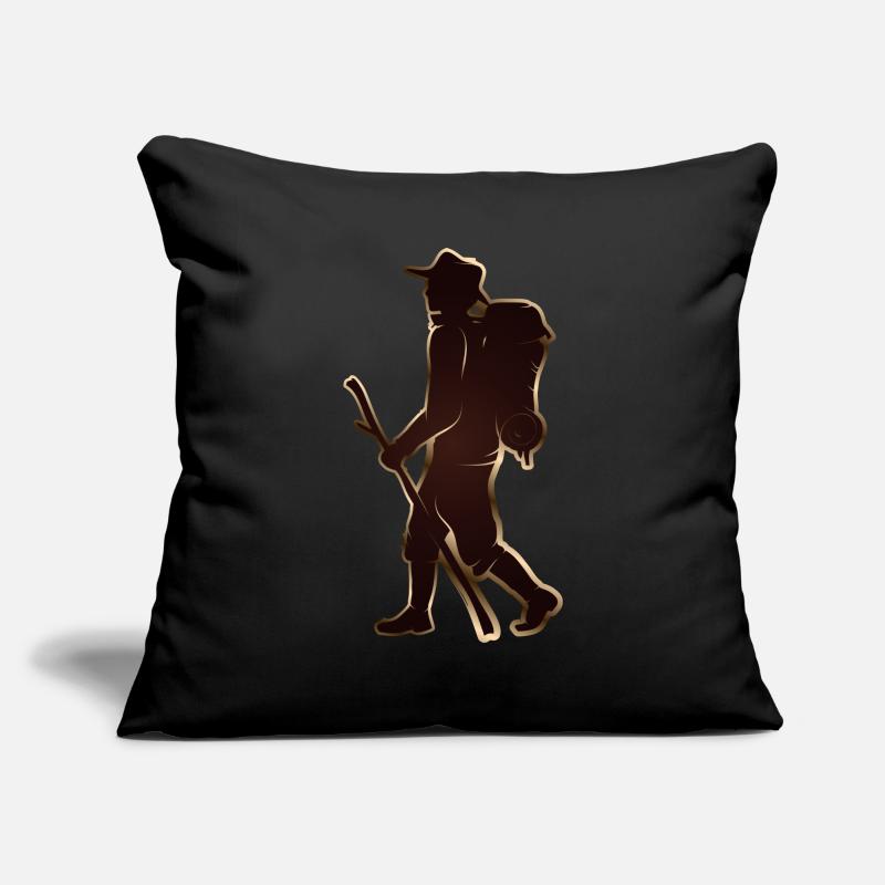 Pilgrim or hiker with walking stick & backpack Sofa pillowcase 17,3'' x 17,3'' (45 x 45 cm)