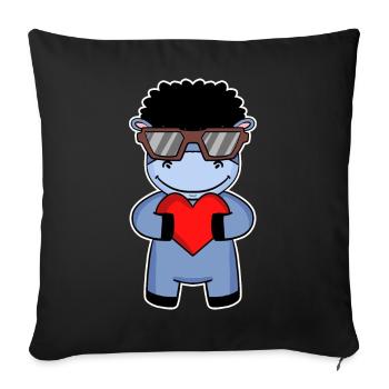 Âne avec lunettes de soleil et cœur - Housse de coussin décorative 45 x 45 cm - noir - Devant