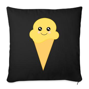Glace Kawaii Glace Kawaii Vanille Kawaii - Housse de coussin décorative 45 x 45 cm - noir - Devant