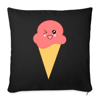 Eis Eiscreme Erdbeereis - Sofakissenbezug 45 x 45 cm - Schwarz - Vorne
