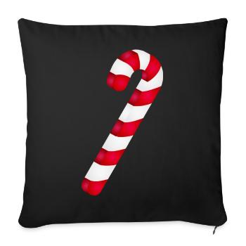 Canne de bonbon pour la saison de Noël sucrée - Housse de coussin décorative 45 x 45 cm - noir - Devant