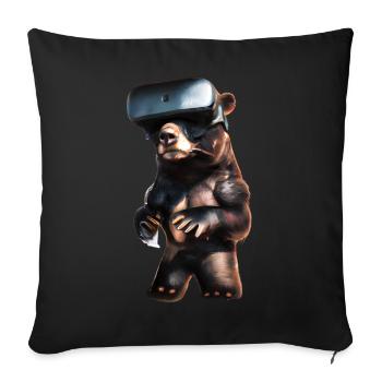 Bär mit Virtual Reality Headset - Sofakissenbezug 45 x 45 cm - Schwarz - Vorne